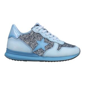 VINTAGE HAVANA Womens Splendid Glitter Lace Up Sneakers Shoes Casual Blue Sz 7.5